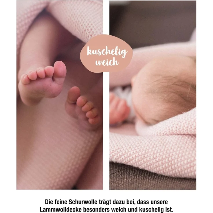 Babydecke aus Bio-Lammwolle Natur, 90 x 110 cm, Ehrenkind – Bild 5