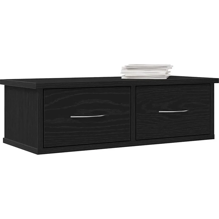 vidaXL Wandschrank Wandmontiert Schwarz Eichen-Optik 60 x 26 x 18,5 cm 862435 – Bild 2