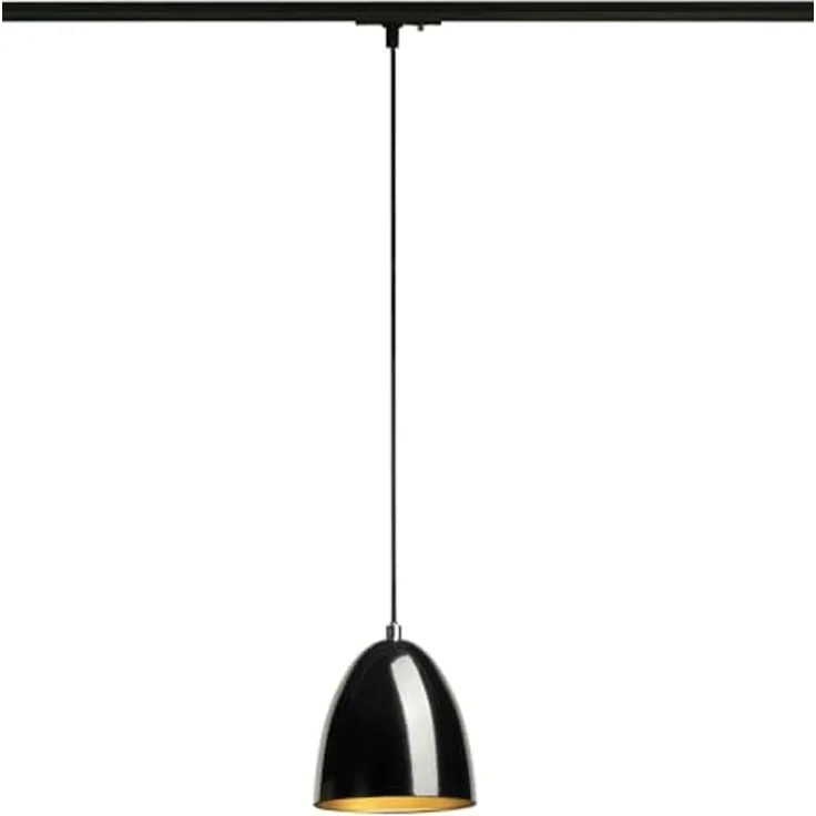 SLV PARA CONE 14, Pendelleuchte für 1 Phasen System, GU10, schwarz/gold - Leuchten mit 1 Phasen Adapter