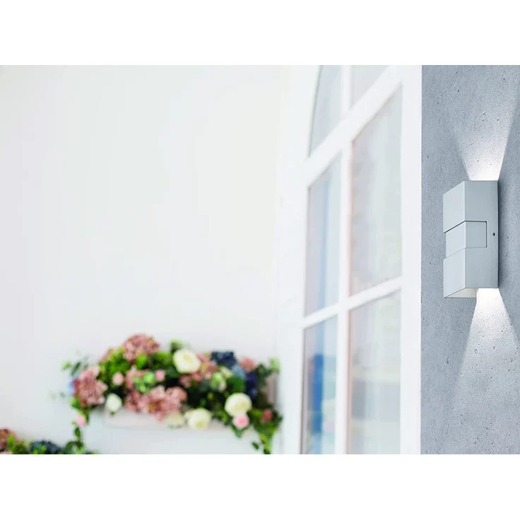 LED Außenwandleuchte 2er SET Silber mit Up and Down Licht - 7x15cm – Bild 5
