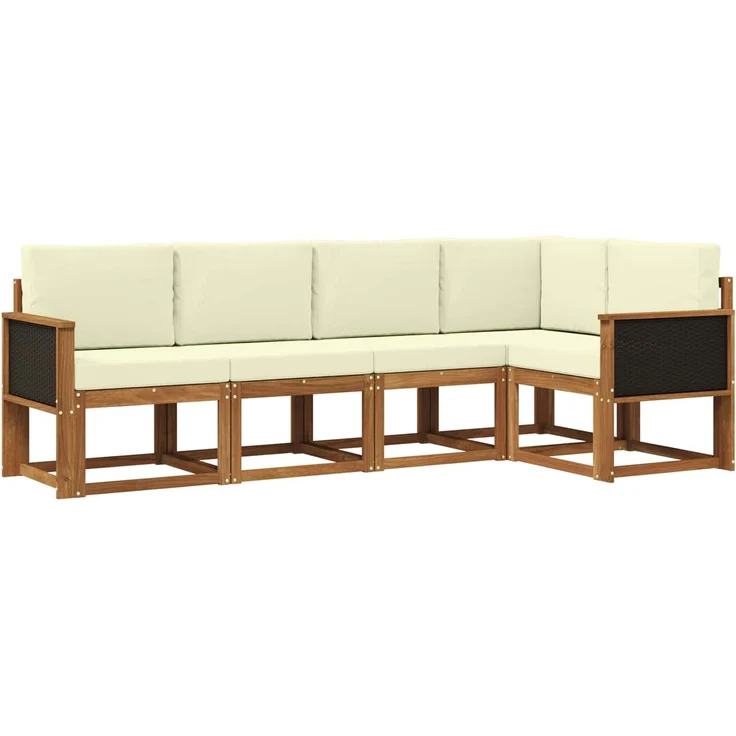 vidaXL Outdoor-Sofagarnitur 5 stk. 5-Sitzer Natur und Creme 3385201 – Bild 2