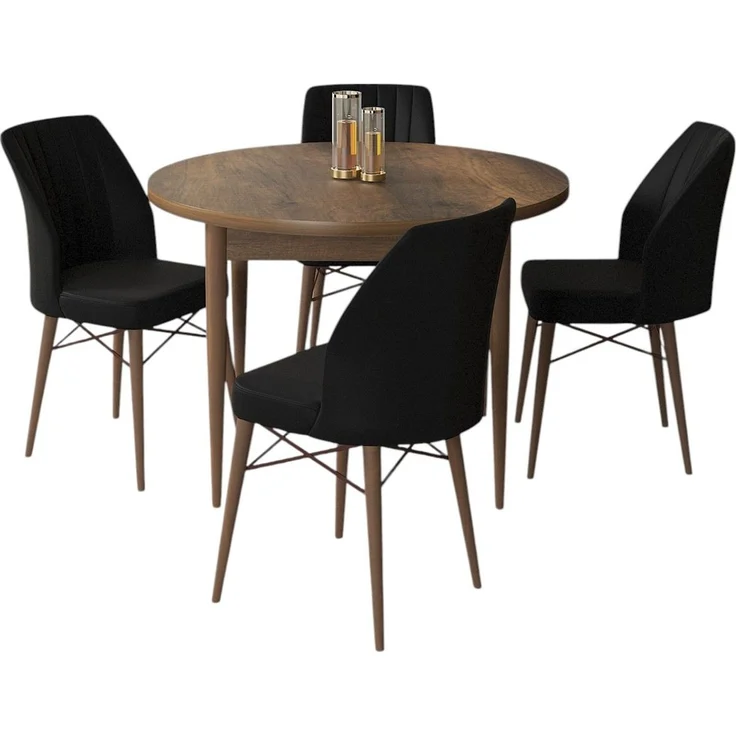 Skye Decor 'Rox - Baroque, Black' Essgruppe (5-teilig), Barock / Schwarz, 90 x 75 x 90 cm – Bild 2