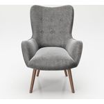 PLAYBOY - Sessel BRIDGET" gepolsterter Lehnensessel, Samtstoff in Grau mit Massivholzfüssen, Retro-Design"