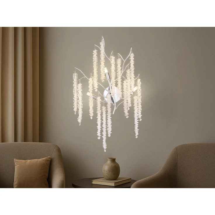 Ausgefallene LED Wandlampe Silber Chrom mit Kristall, Höhe 60cm – Bild 5