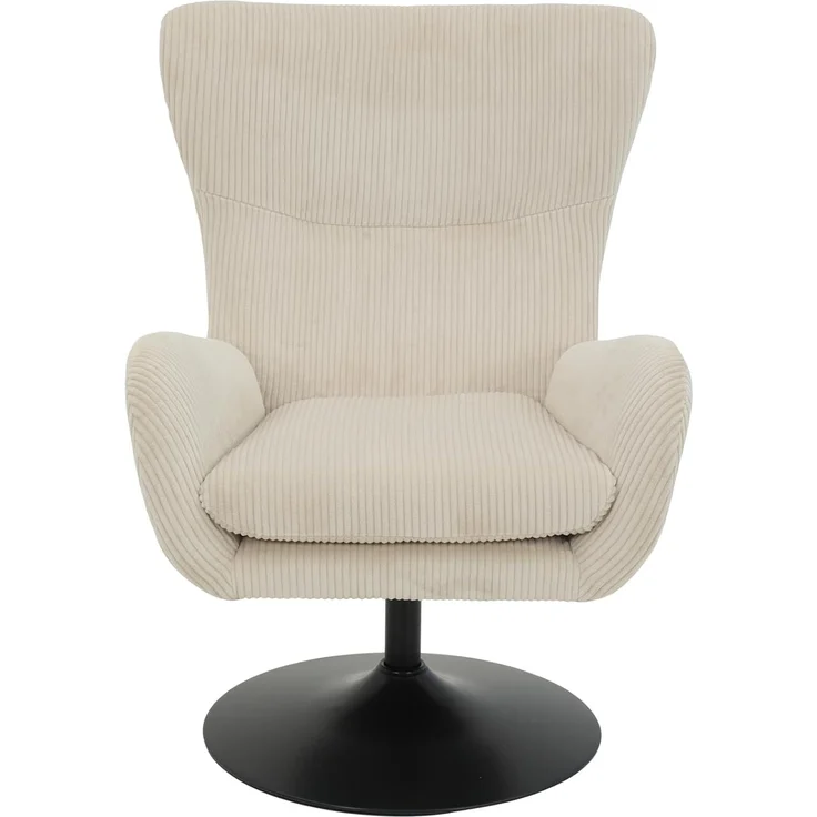 Hela Tische, Lounge-Sessel, Ohrensessel Samos, Bezug Cordstoff Beige, hoher Rücken, Trompetengestell 360° drehbar, 70 x 81 x 96 cm – Bild 4