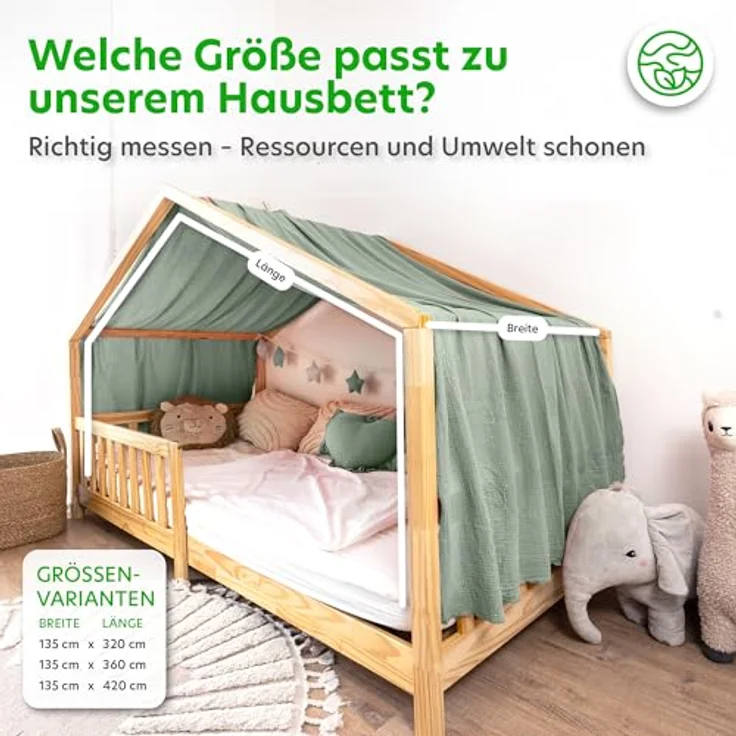 lilimaus Betthimmel Musselin Hausbett Himmel Kinderzimmer Baumwolle mit Gold 2er Set, Gemütlicher Baldachin aus Baumwolle für traumhafte Kinderzimmer-Deko – Bild 5
