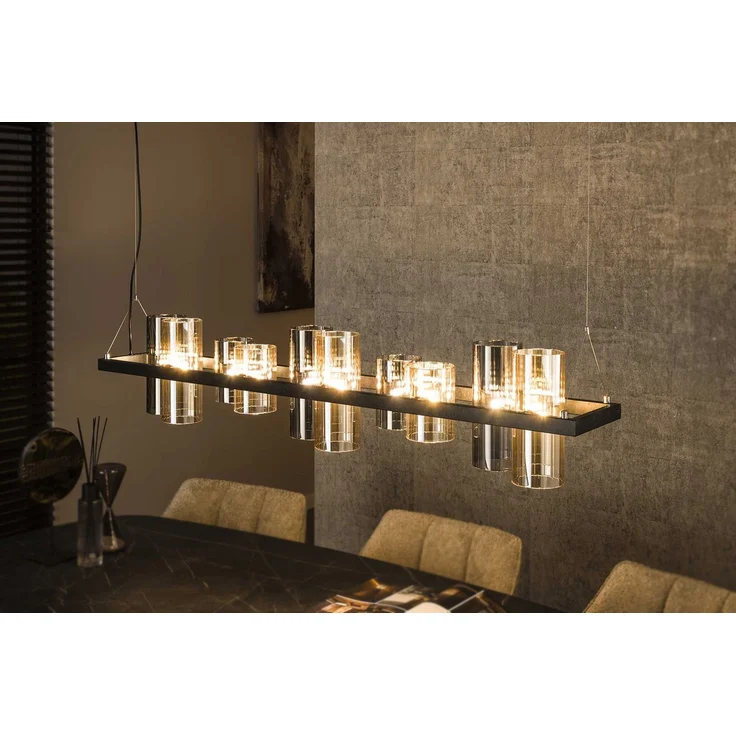 KAWOLA Hängeleuchte MALLAWI Hängelampe 10-flammig Glas schwarz 150 x 20 x 130 cm – Bild 1