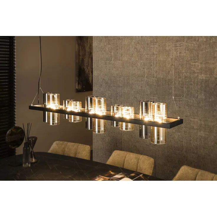 KAWOLA Hängeleuchte MALLAWI Hängelampe 10-flammig Glas schwarz 150 x 20 x 130 cm