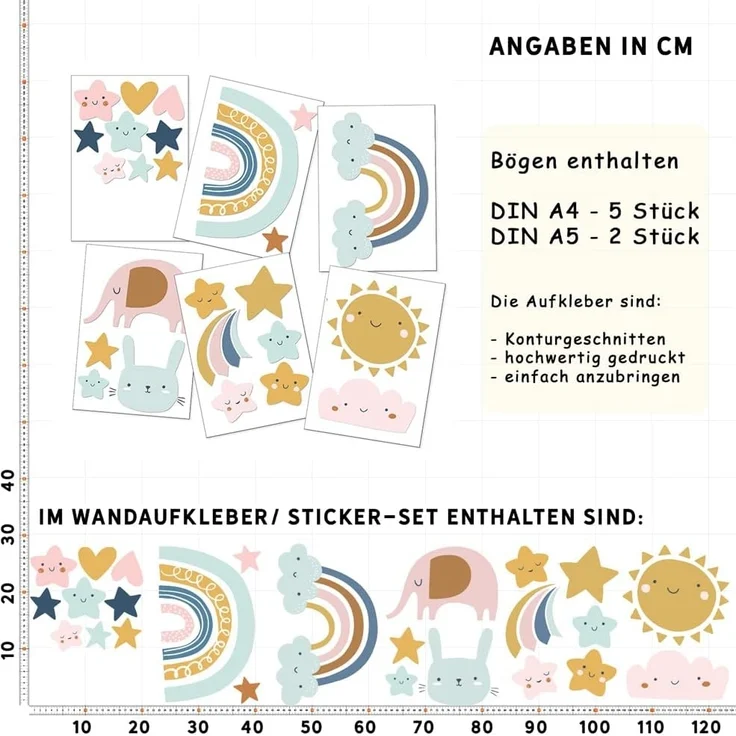 Sunnywall Wandtattoo Wandsticker - Baby Elements - Wandtattoo Kinderzimmer Baby (6 St), konturgeschnitten – Bild 4