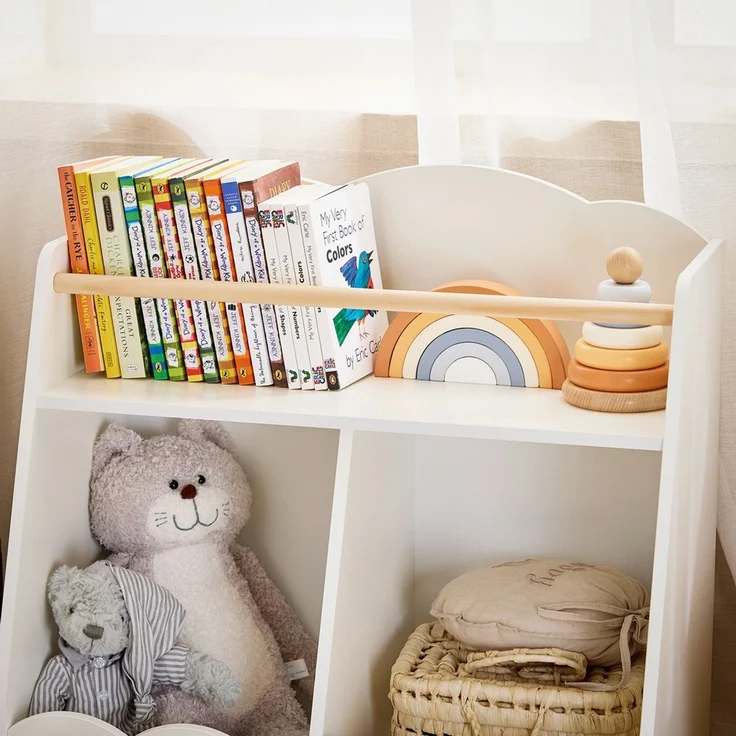 SoBuy KMB100-K-W Kinderregal, MDF, Melamin, Weiß, 61 x 71 x 35 cm – Bild 8