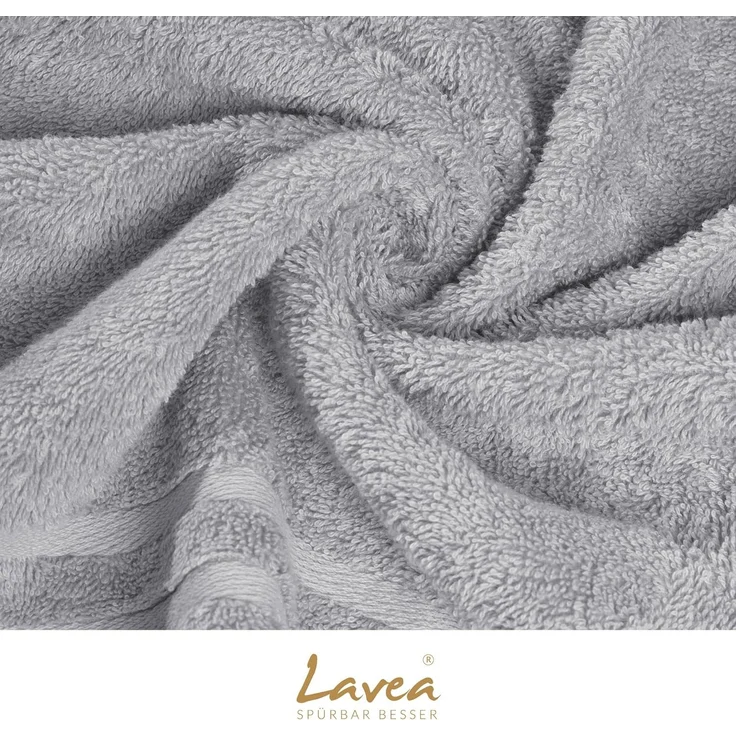 Lavea 2er Set Duschtuch 70x140 cm, Frottierserie Elena, Silber – Bild 5