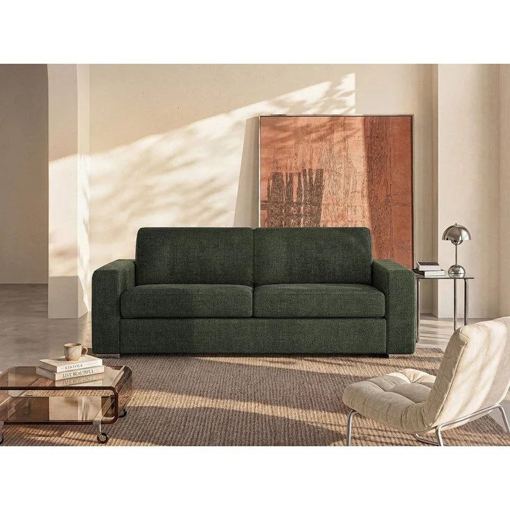 Vente-unique - CALITO - Schlafsofa - Plastik - Kunststoff (PVC), Metall - Grün - 214 x 223 x 85 cm – Bild 2