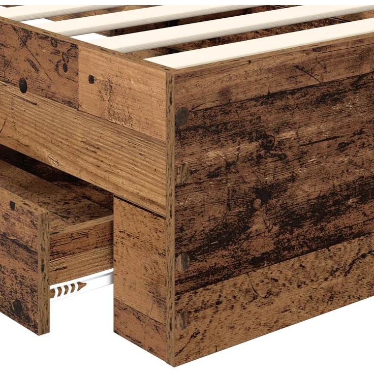 vidaXL Bettrahmen mit Kopfteil Altholz 90 x 190 cm Holzwerkstoff 3410033 – Bild 9