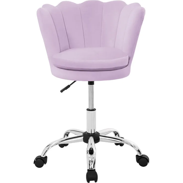 ML-DESIGN Drehstuhl Flieder, ergonomischer Bürostuhl mit Samtbezug und Muschel-Design, Höhenverstellbar, 55x85x60 cm