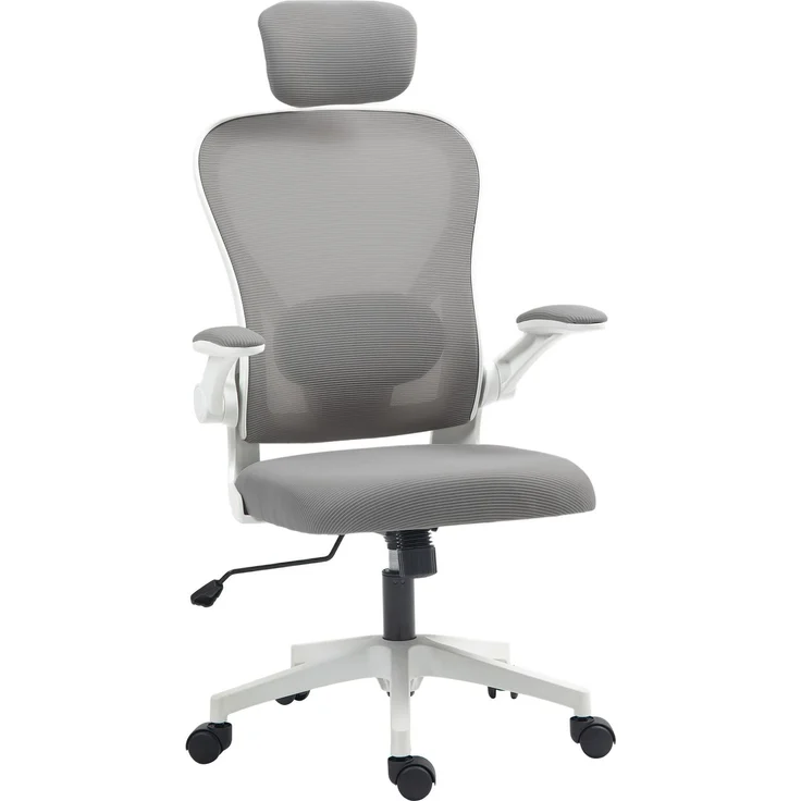 MELAYR, Bürostuhl Ergonomischer Schreibtischstuhl mit Hochklappbaren Armlehnen, 64 x 63 x 125 cm, Grau – Bild 2