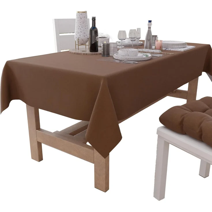 PETTI Artigiani Italiani - Tischdecke, Tischdecke, Tischdecke, Küchentischdecke im Baumwolldesign, einfarbig, braun, 18 Sitzplätze (140x360 cm), 100% Made in Italy