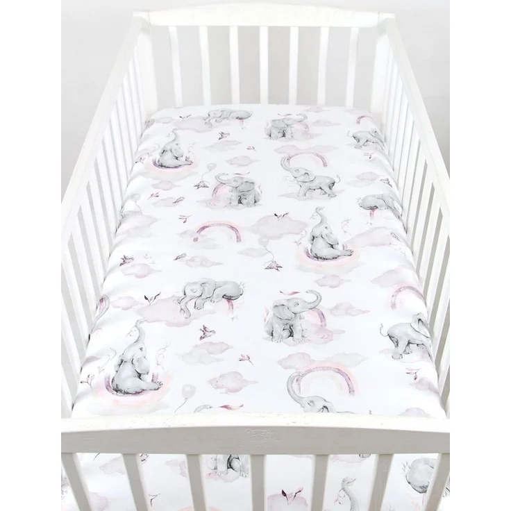 BabyLux Spannbettlaken SPANNBETTLAKEN 70x140 Spannbetttuch Baumwolle Kinder Baby Babybett, 125. Elefanten Rosa – Bild 3