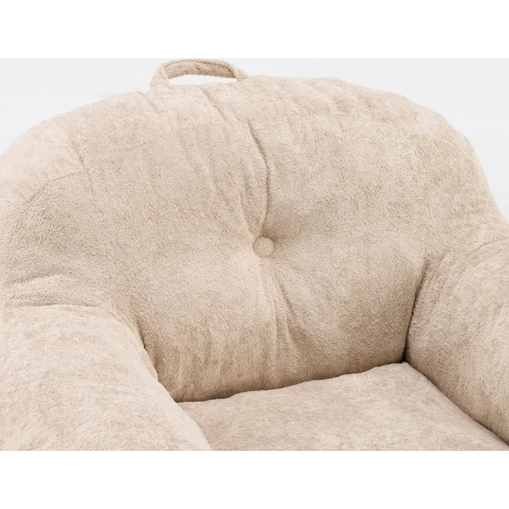 Sitzsack-Sessel mit Kunstfellbezug, Armlehnen und Schaumstoffflocken, weicher Lesesitz ohne Montage für Wohn- und Schlafzimmer, Beige – Bild 11