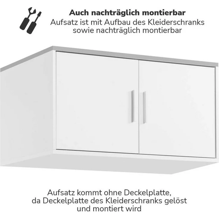 mokebo Aufsatzschrank Der Hochstapler (für extra viel Stauraum) Schrankaufsatz für Kleiderschrank 'Der Grenzenlose' in Weiß – Bild 2
