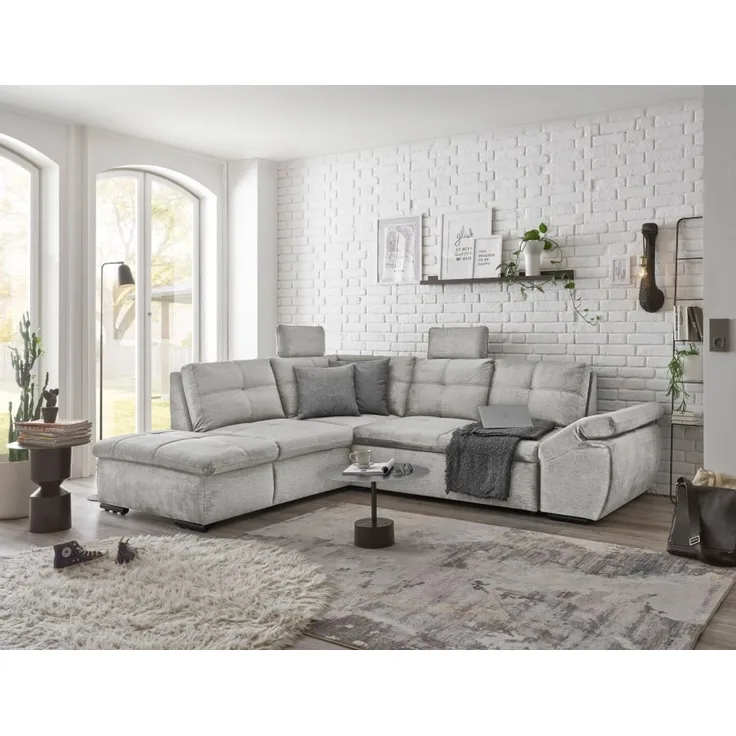Alija Luxus-Schlafsofa mit verstellbarer Armlehne und Nosagfederung in Samtoptik – Wählbar in Silver, Grey oder Black
