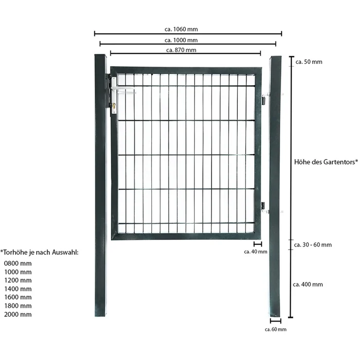 HOME DELUXE Gartentor für Doppelstabmattenzaun PORTARIUS - 200 cm Grün – Bild 7