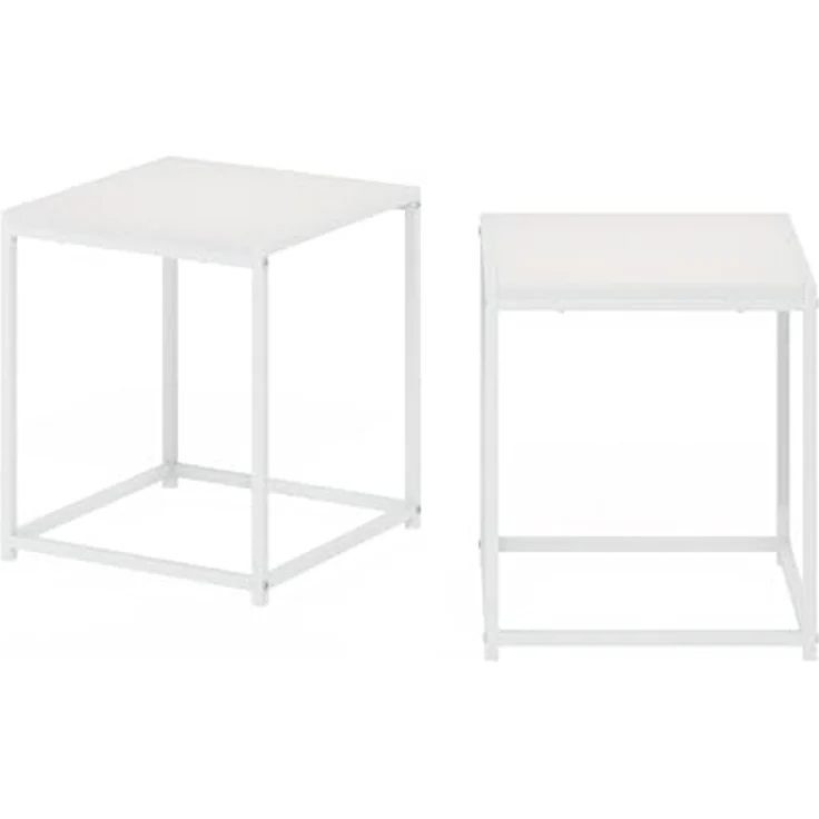 Furinno CAMNUS Beistelltisch, 2er-Set Beistelltische, Nachttisch, Nachtkommode für Wohnzimmer, Schlafzimmer, Weiß – Bild 6