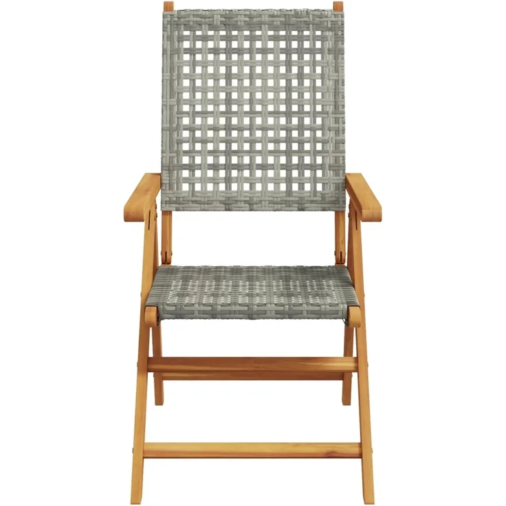 vidaXL Gartenstuhl Verstellbar 4 Stk. Grau Poly Rattan Massivholz 3214523 – Bild 3