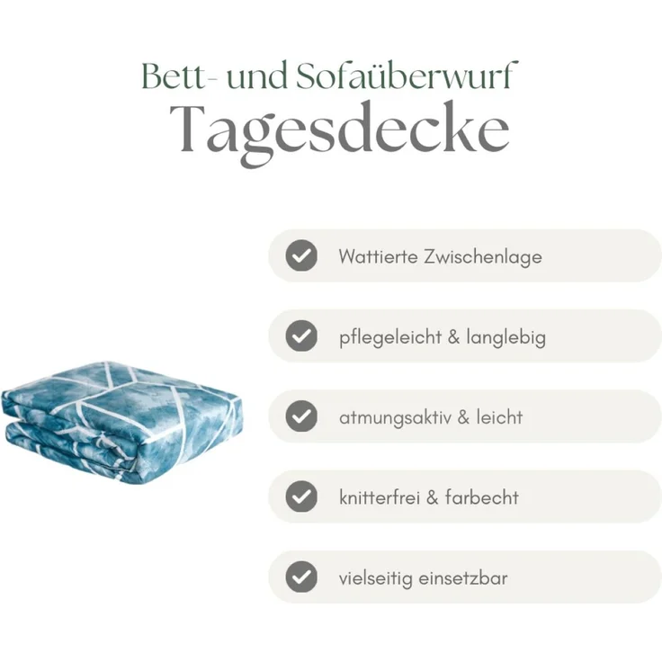 Tagesdecke 220x240 cm - Bett- & Sofaüberwurf mit Steppung, pflegeleicht & atmungsaktiv – Bild 5