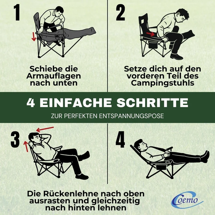 Coemo Tragbarer Liegestuhl, Campingliege mit Getränkehalter Braun – Bild 6