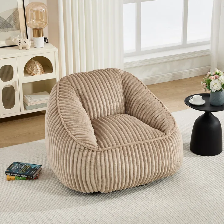 Sitzsack aus Cord, Camel/Braun, weich gefüllt, 1 Stück,73x98x92 cm