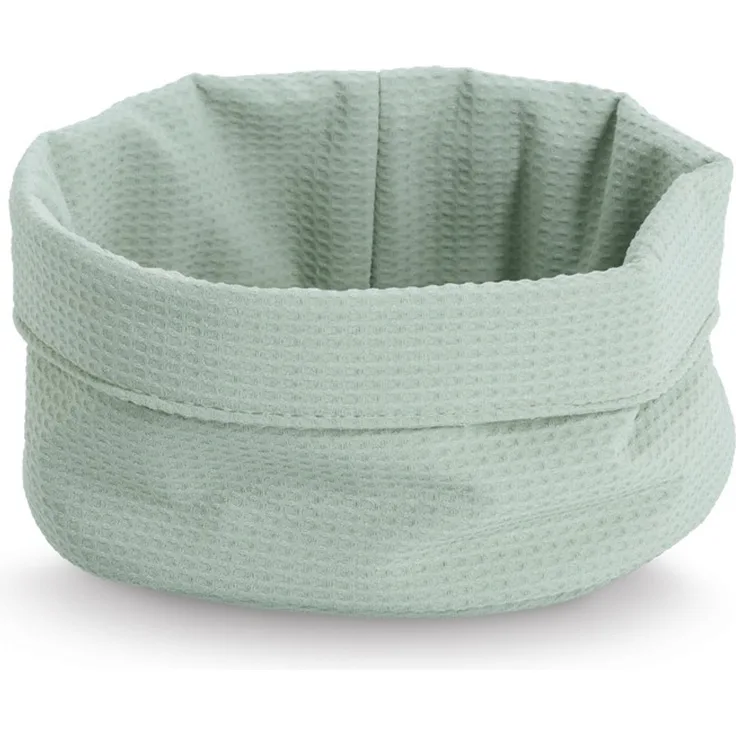 ZELLER 14534 Aufbewahrungskorb Ø 25 cm in MINT Waffelpiqué, Polyester / Korb