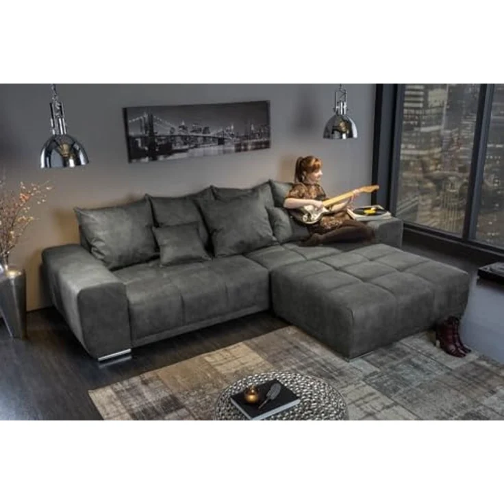 riess-ambiente Big-Sofa ELEGANCIA 285cm grau, Einzelartikel 1 Teile, XXL Couch · Microfaser · mit Federkern · inkl. Kissen · Design – Bild 6