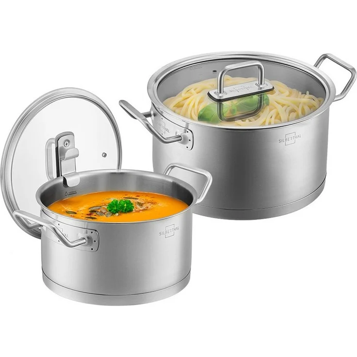 SILBERTHAL Kochtopf Topfset, Edelstahl (2er Set 3,5 & 5,8L, 2-tlg), spülmaschinenfest, rostfrei, induktionsgeeignet – Bild 1