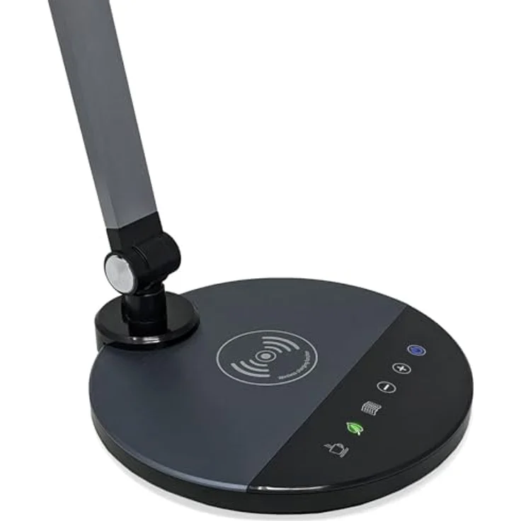 FeinTech LTL00620 LED Schreibtischlampe mit kabelloser Ladefunktion, dimmbar, Silbergrau – Bild 2