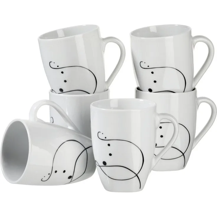 Mäser 922221 Chanson Kaffeebecher, 310 ml, weiß (6er Pack)