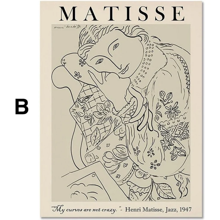 JUSTGOODMOOD Poster Picasso Matisse Museum Abstrakt Retro Porträt Bilder Wohnzimmer Wandbi, A (1 St) – Bild 3