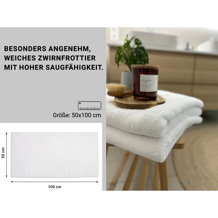 ZOLLNER 10er Set Tücher mit Aufhänger, 50x100 cm, Weiß – Bild 4