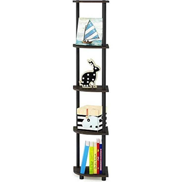 Furinno 5-Tier-Ecke Mehrzweck-Display Regale, Braun – Bild 10