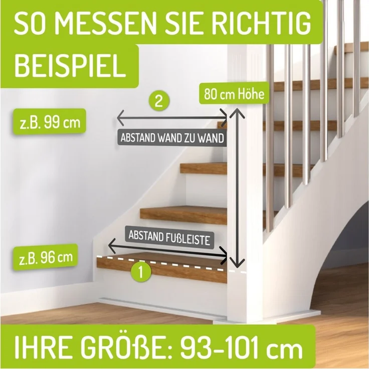 Bomi 'Merle' Türschutzgitter, für Türbreiten 73 - 81 cm, Klemmbefestigung, Weiß – Bild 2
