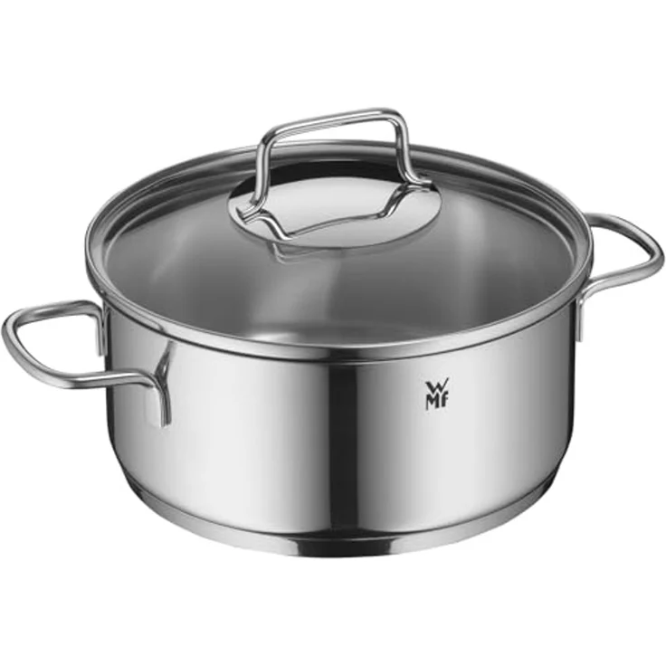 WMF Topf-Set Astoria, Cromargan® Edelstahl Rostfrei 18/10 (Set, 11-tlg, 2x Bratentopf mit Deckel, 3x Kochtopf mit Deckel, 1x Stielkasserolle), 11-teilig, hochglanzpoliert, mit Schüttrand, TransTherm-Allherdboden – Bild 4