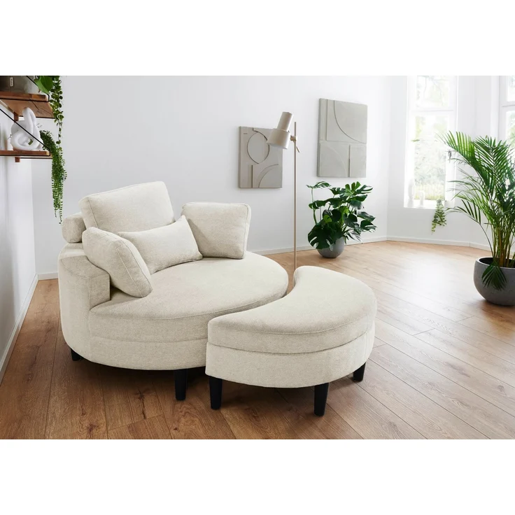 ATLANTIC home collection Loveseat Ravi, B: 114 cm, XXL- Sessel, mit Stauraumhocker, Rückenstütze & 4 Zierkissen – Bild 1