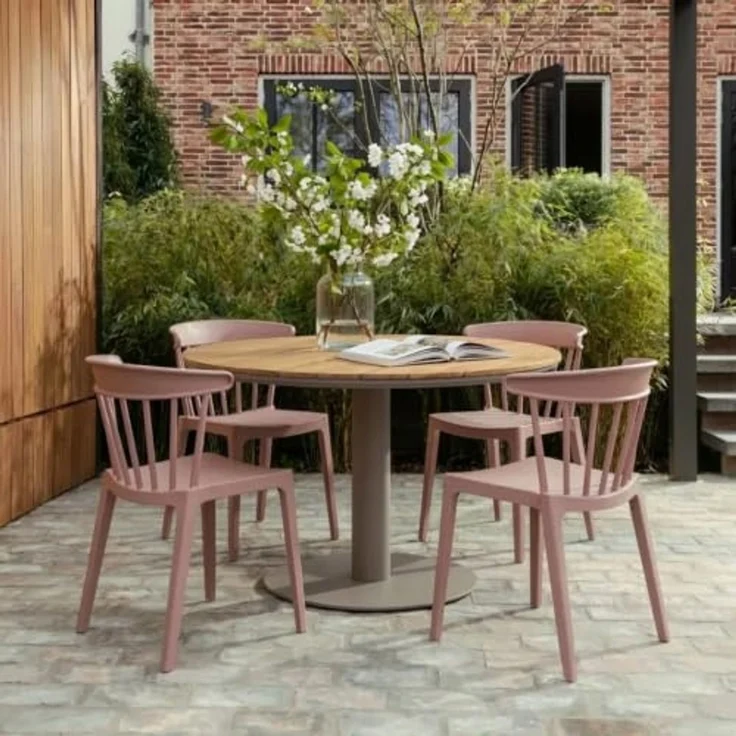 Gartenesstisch Vela - Aluminium & Holz Natur, Ø 122 cm – Bild 2