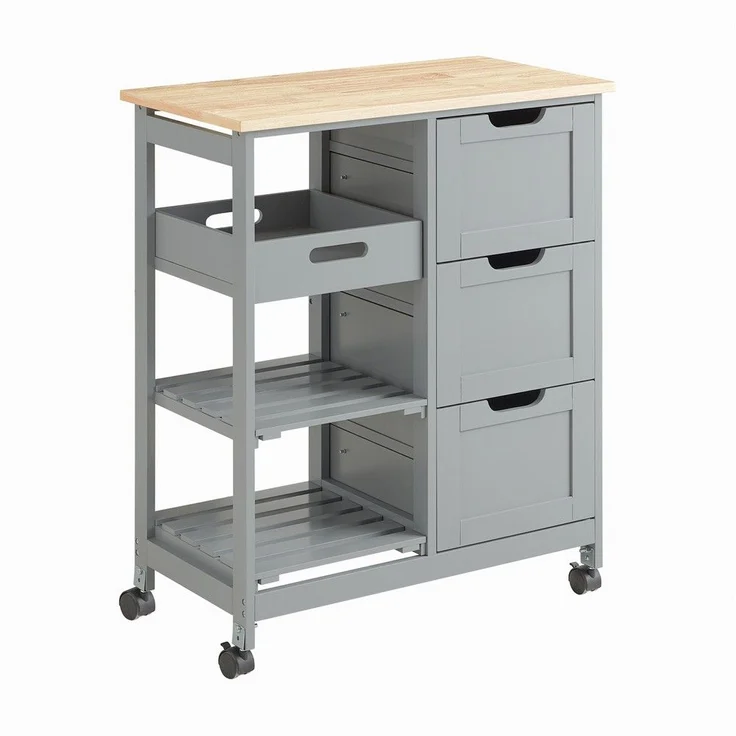 SoBuy FKW79-HG Küchenwagen, MDF, Lackiert, Grau, 62 x 87,5 x 45,5 cm – Bild 1