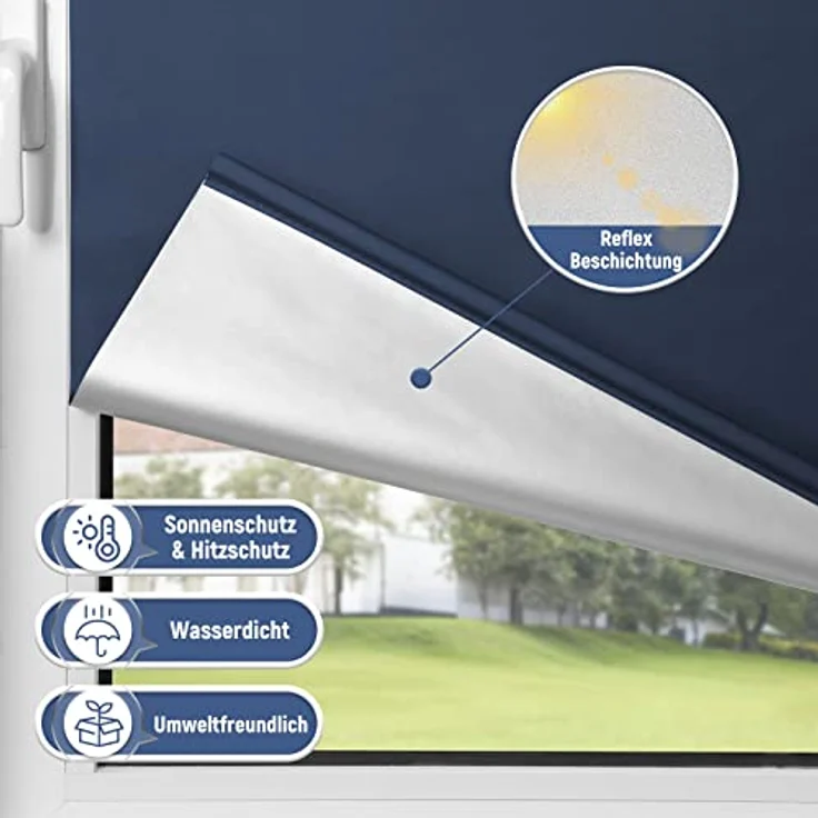 Verdunkelungsrollo ohne Bohren Klemmfix Dunkelblau B105 x H160 cm Klemmrollos für Fenster Fensterrollo innen Sichtschutz – Bild 2