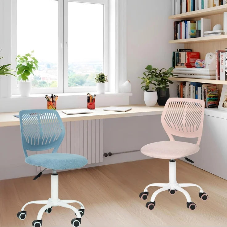 Ergonomischer Schreibtischstuhl Leinenstoff höhenverstellbar Bürostuhl Kinder – Bild 4