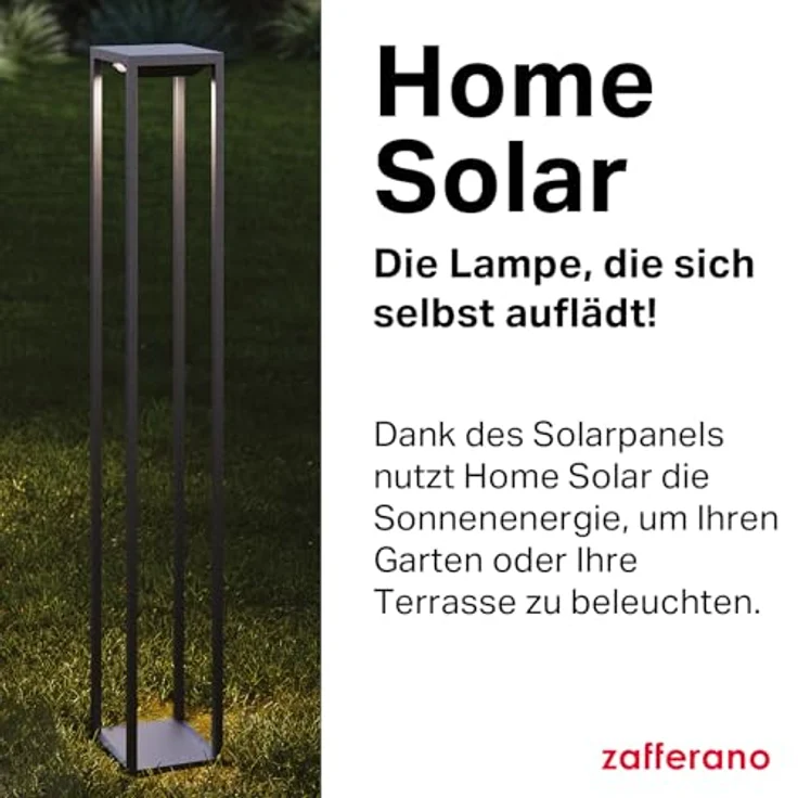 Zafferano, Home Solar Lampe, Kabellose Stehleuchte mit Solarpanel und Bewegungssensor, für den Außenbereich Geeignet, Dimmer, 3000 K, Höhe 100 cm, Farbe Dunkelgrau – Bild 3