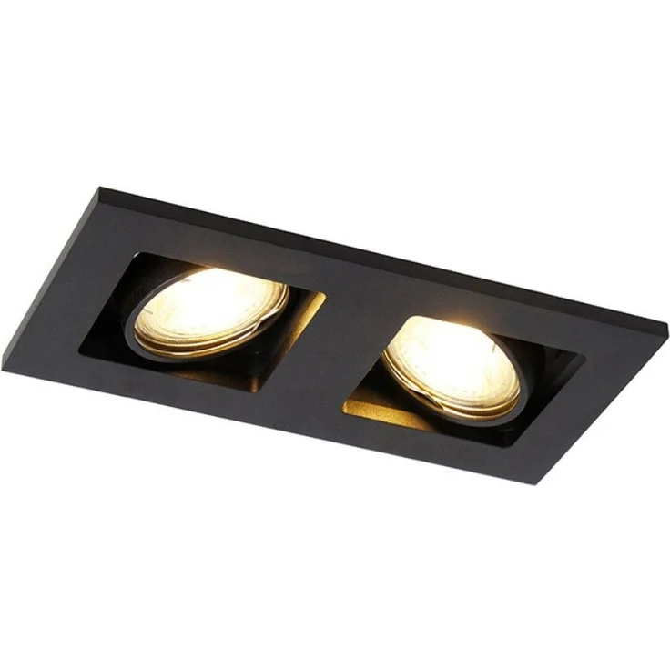 Qazqa LED Einbaustrahler Qure, ohne Leuchtmittel, GU10, Schwarz, Modern, Aluminium, 2-flammig – Bild 1