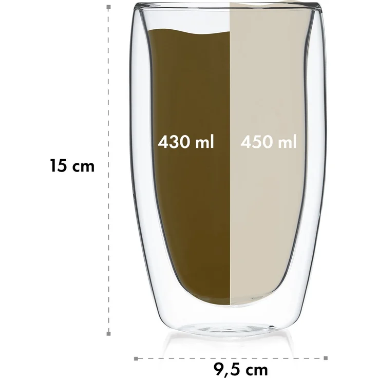 Carajillo doppelwandige Thermogläser 450ml handgemacht Borosilikatglas Transparent – Bild 7