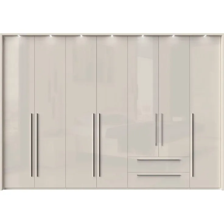 Places of Style Kleiderschrank Piano beige, UV lackiert, hochglänzend, in vielen Breiten mit 2 Schubladen