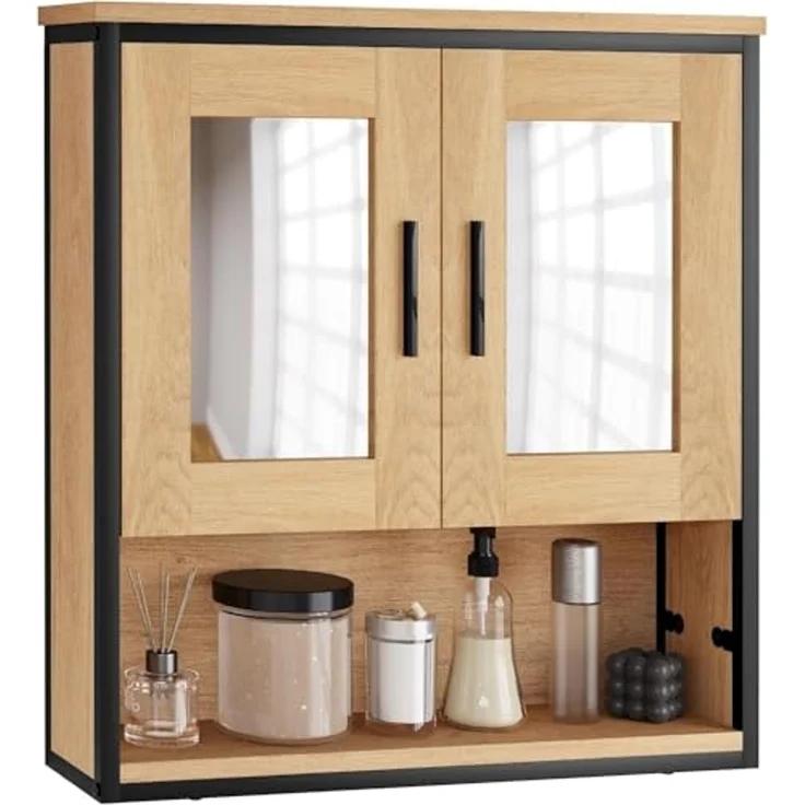 EUGAD Badmöbel-Set, (3-St), Unterschrank mit Tür, Badschrank mit 2 Spiegeln, kommode mit Regal – Bild 7